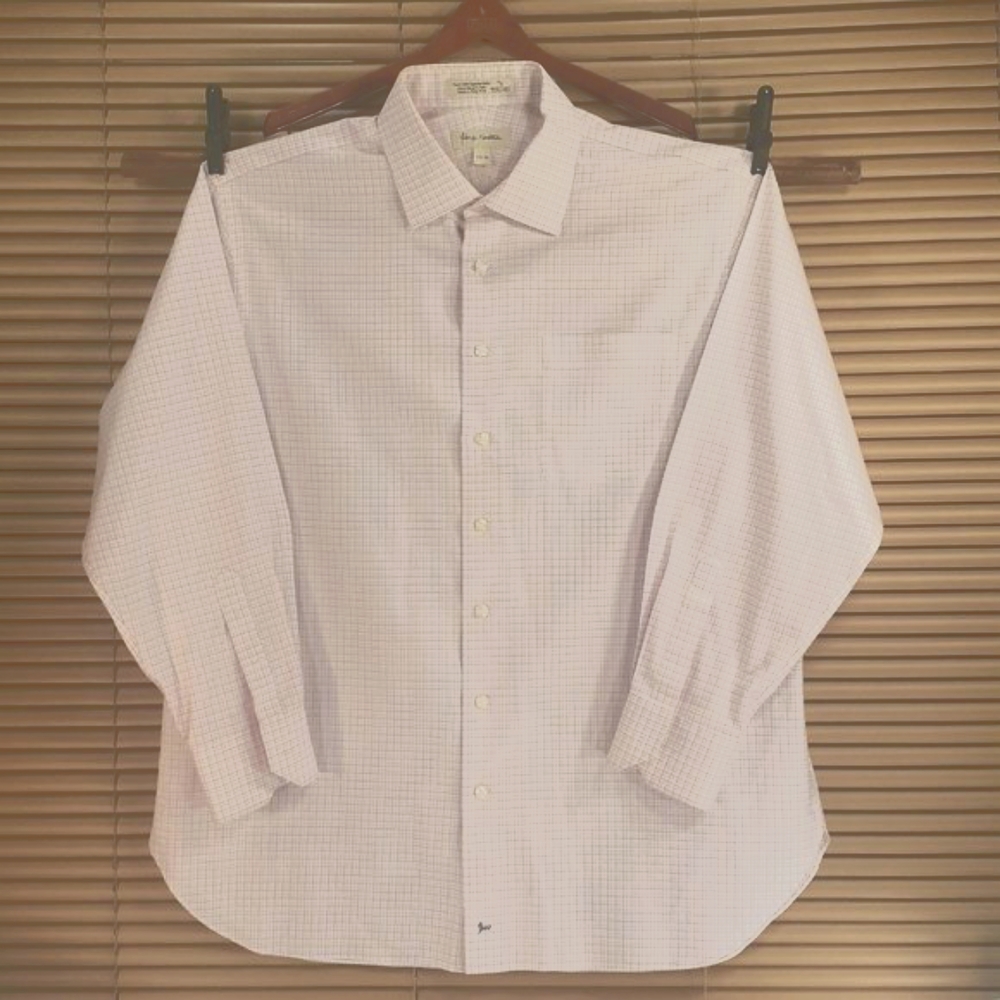 John W. Nordstrom Men's Dress Shirt White, Purple, and Pink Pin Check